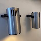 Pair of adjustable wall lights, brushed metal, France 1970
