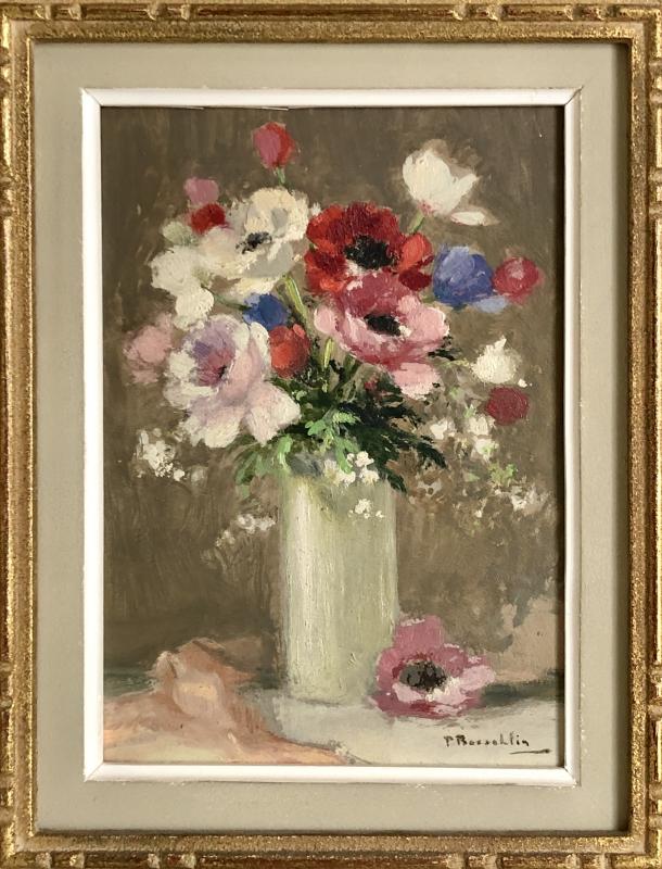 Tableau bouquet d'anémones années 1930