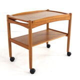 Poul Hundevad danish teak trolley with removable tray mid century modern