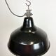 Industrial Black Enamel Factory Lamp with Cast Iron Top, 1950s
