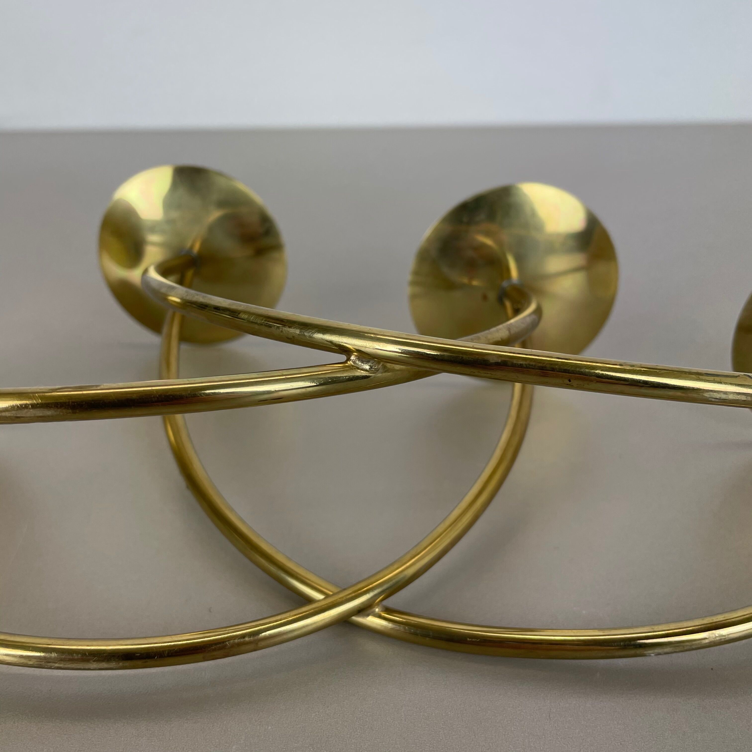 Sculptural solid brass candleholder by Harald Buchrucker Bauhaus, Germany, 1950s
