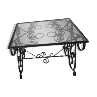 Table basse ancienne en fer forgé