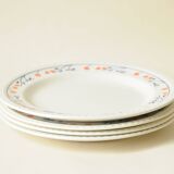 White Dinner Plates - Heart Pattern - Pink Blue (Set of 4)