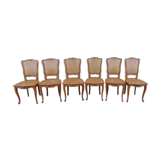 Lot de 6 chaises cannées