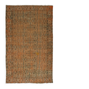 Tapis Turc Vintage Floral Terre Cuite et Brun 260 x 158 cm