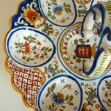 Dish, egg server in hand-painted earthenware, signed Geo Martel