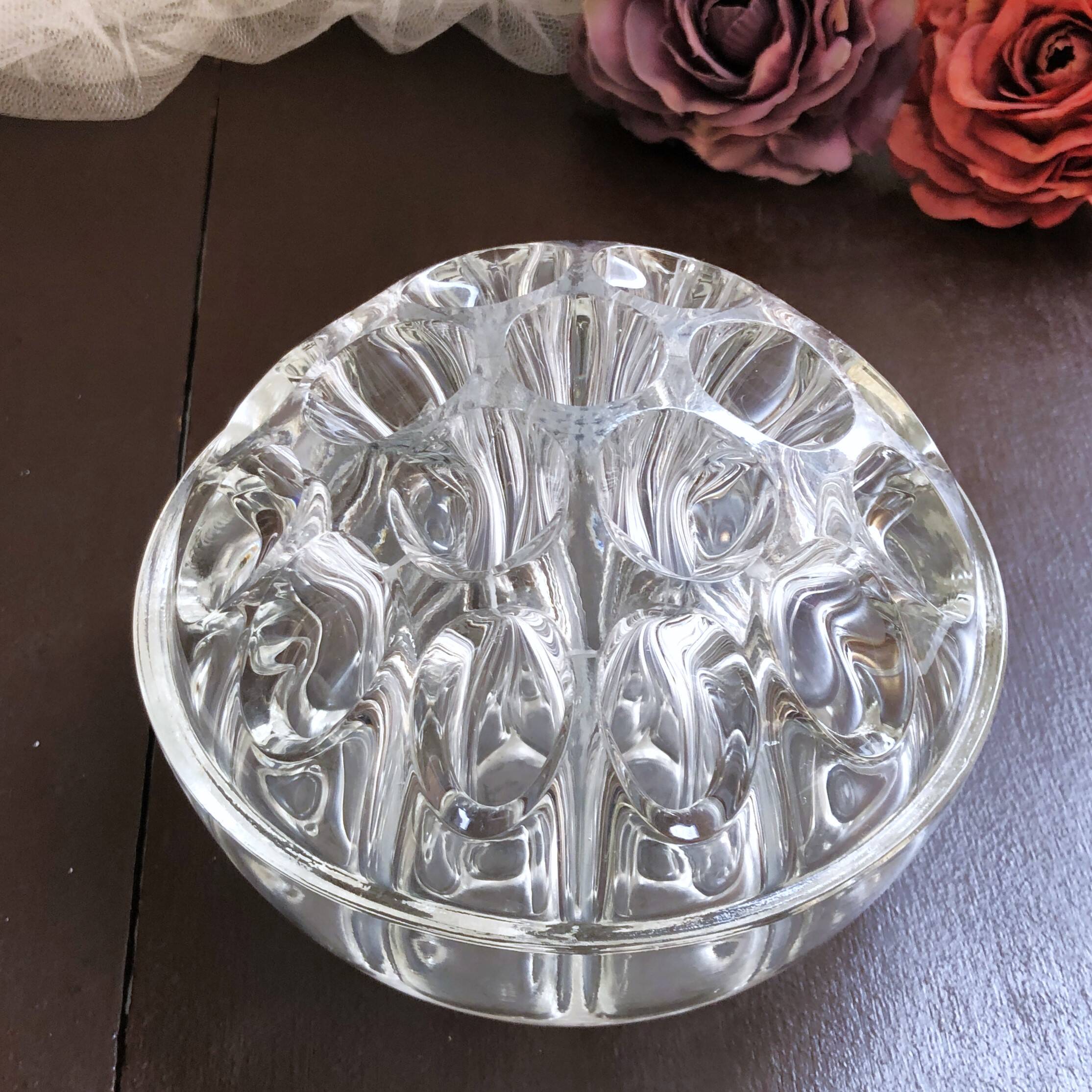 Vase pique-fleurs boule verre épais style art Déco