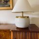 Monumental white ceramic and brass lamp base, italy 1970s