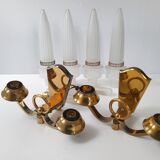 Pair of vintage bronze wall lamps house Libéros 1950