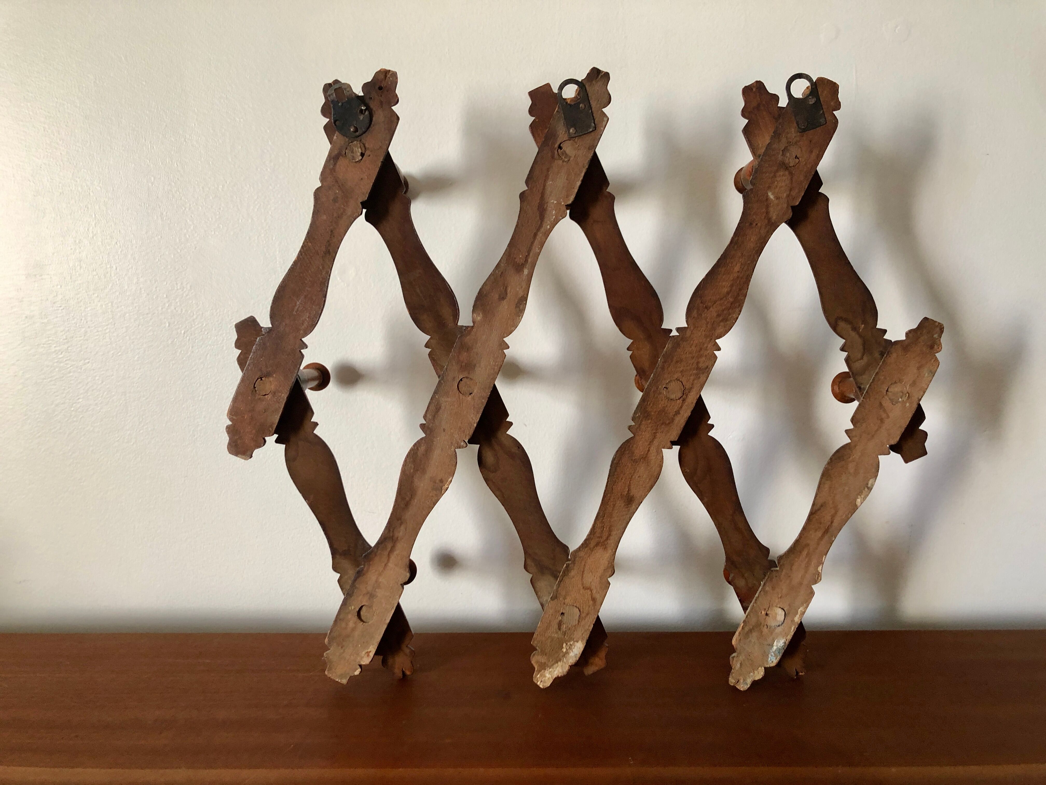 Folding wall coat rack XIXth