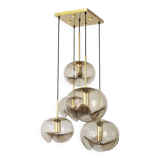 Grand cascading chandelier in smoked glass by Peill & Putzler, Germany, 1970s.