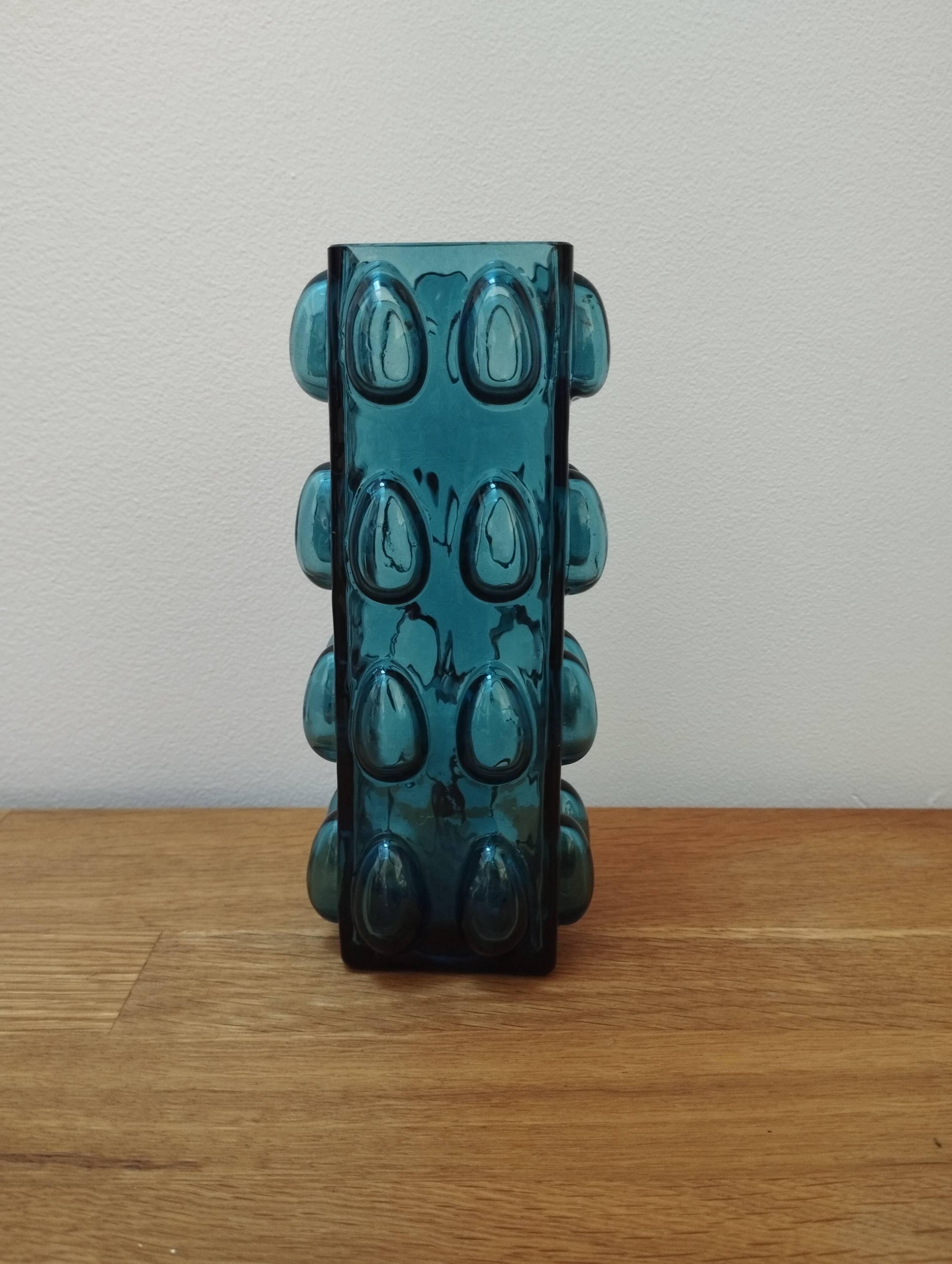 Vintage blue bubble vase (1960-1970) designed by Whilhelm Braun-Feldweg.