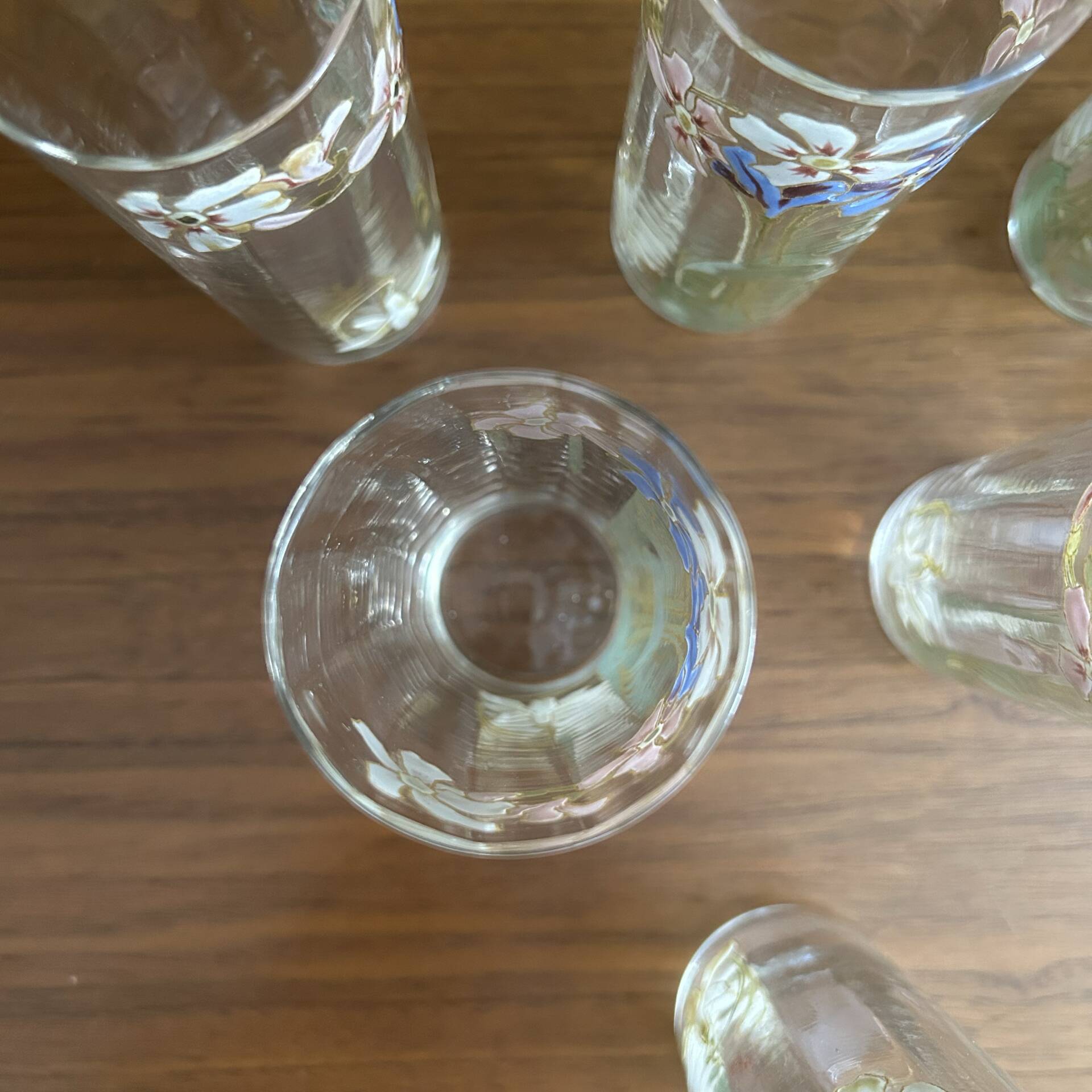 Set of carafe and 6 Legras glasses