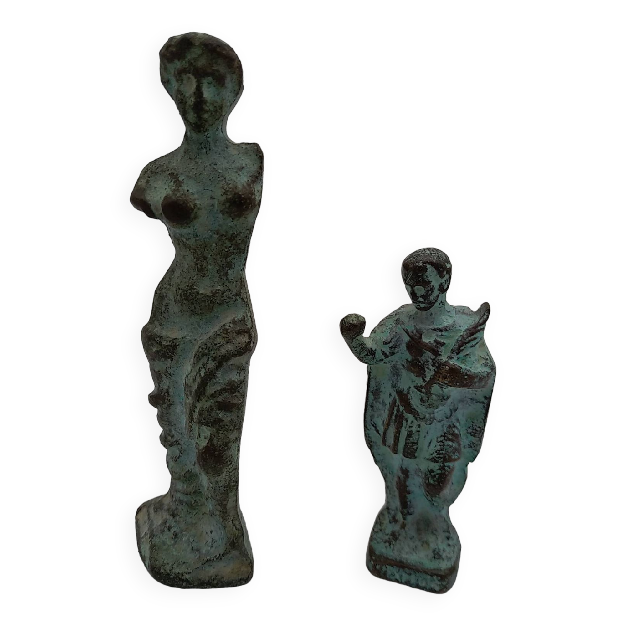 Bronze statuettes Venus de Milo and a Roman.