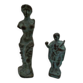 Bronze statuettes Venus de Milo and a Roman.