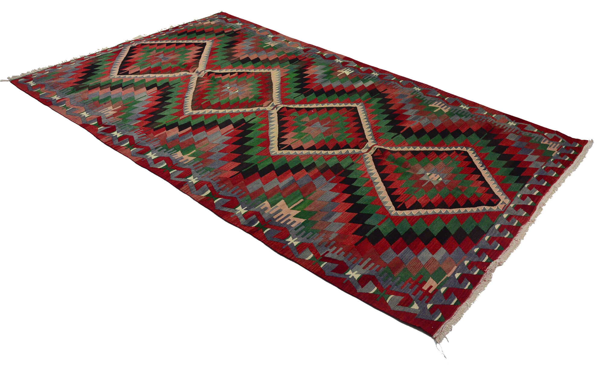 Anatolian handmade kilim rug 330 cm x 192 cm