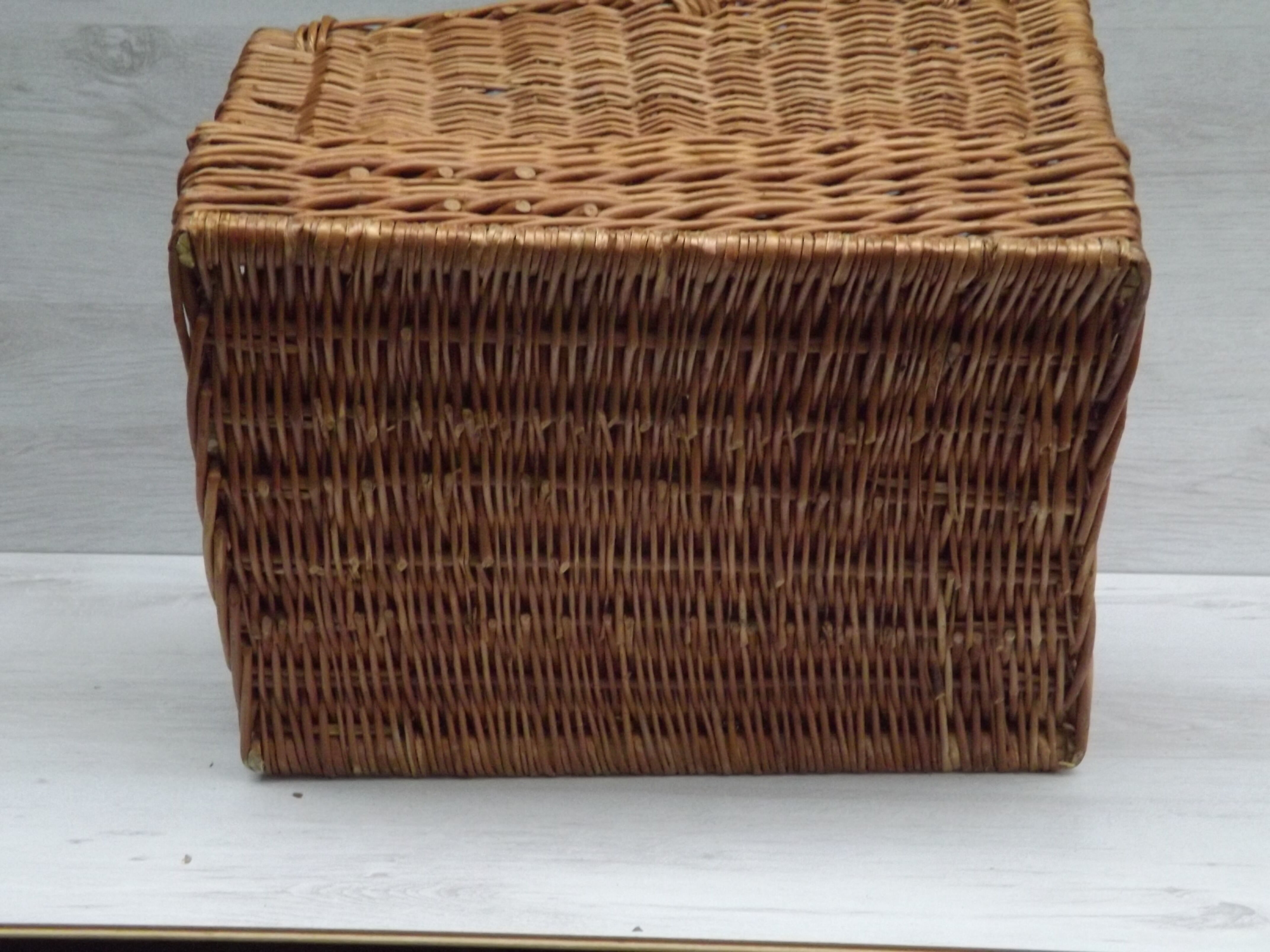 Old door basket wood logs in rattan