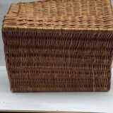 Old door basket wood logs in rattan