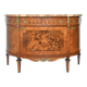 Louis XVI style half-moon marble marquetry sideboard