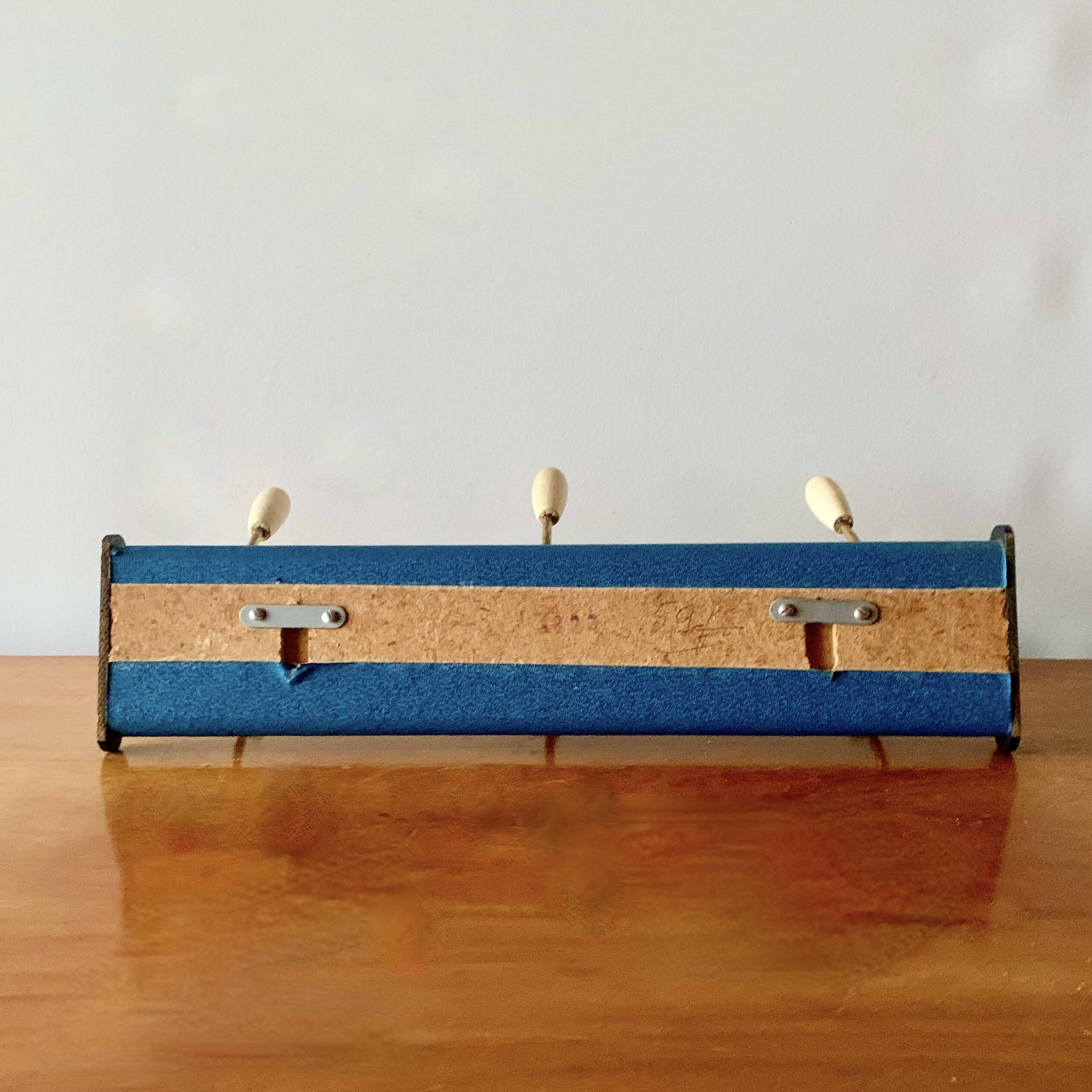 Vintage wall coat rack - 3 brass coat hooks