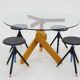 Italian Postmodern Adjustable "Screw" Dining Table and Four Stools in the Style
