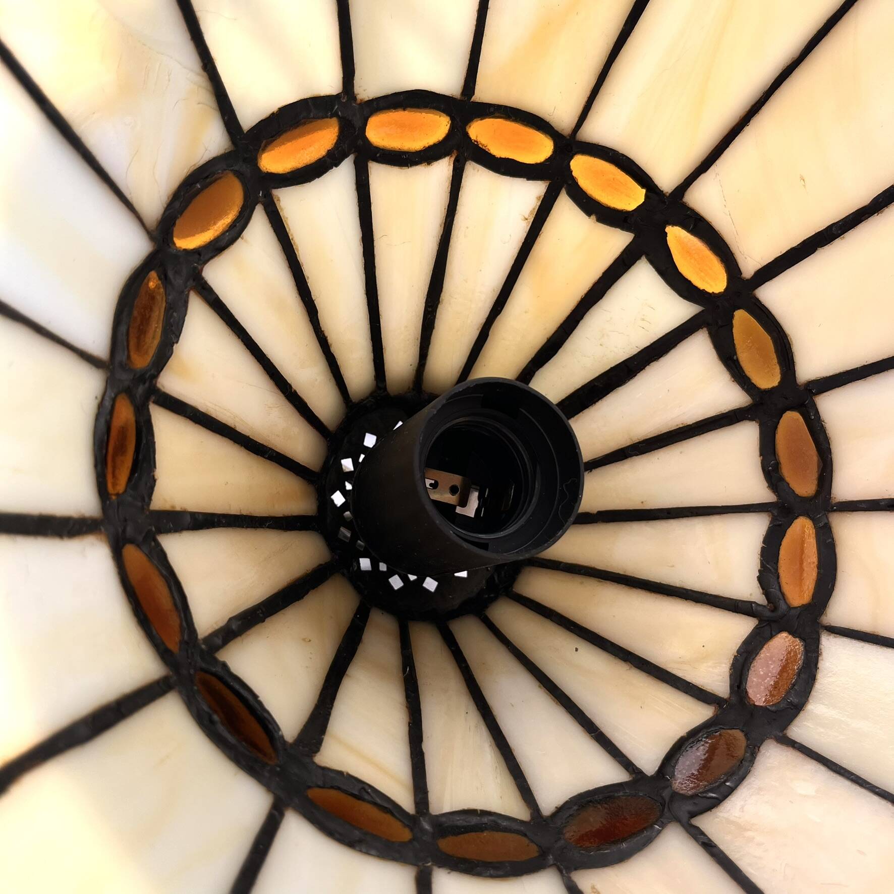 Pair of glass pendant lights in Art Nouveau Tiffany style