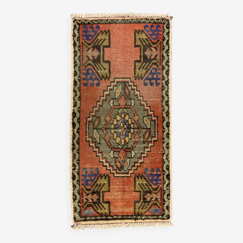 Petit tapis turc vintage 102x48 cm, Short Runner, Tribal, Shabby, Mini Tapis