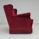 1960s, Danish 3-seater curved sofa, red furniture velour