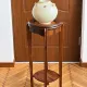 Art Deco wood stand French planter with stone plaque