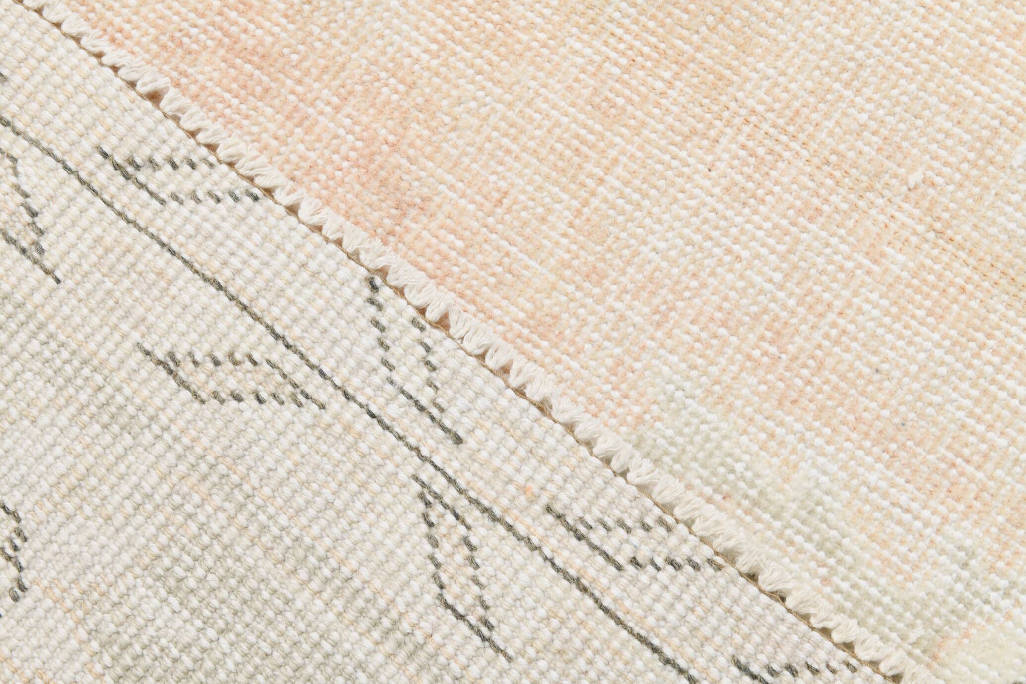 7x11 Vintage Peach Beige Turkish Rug, 206x335Cm