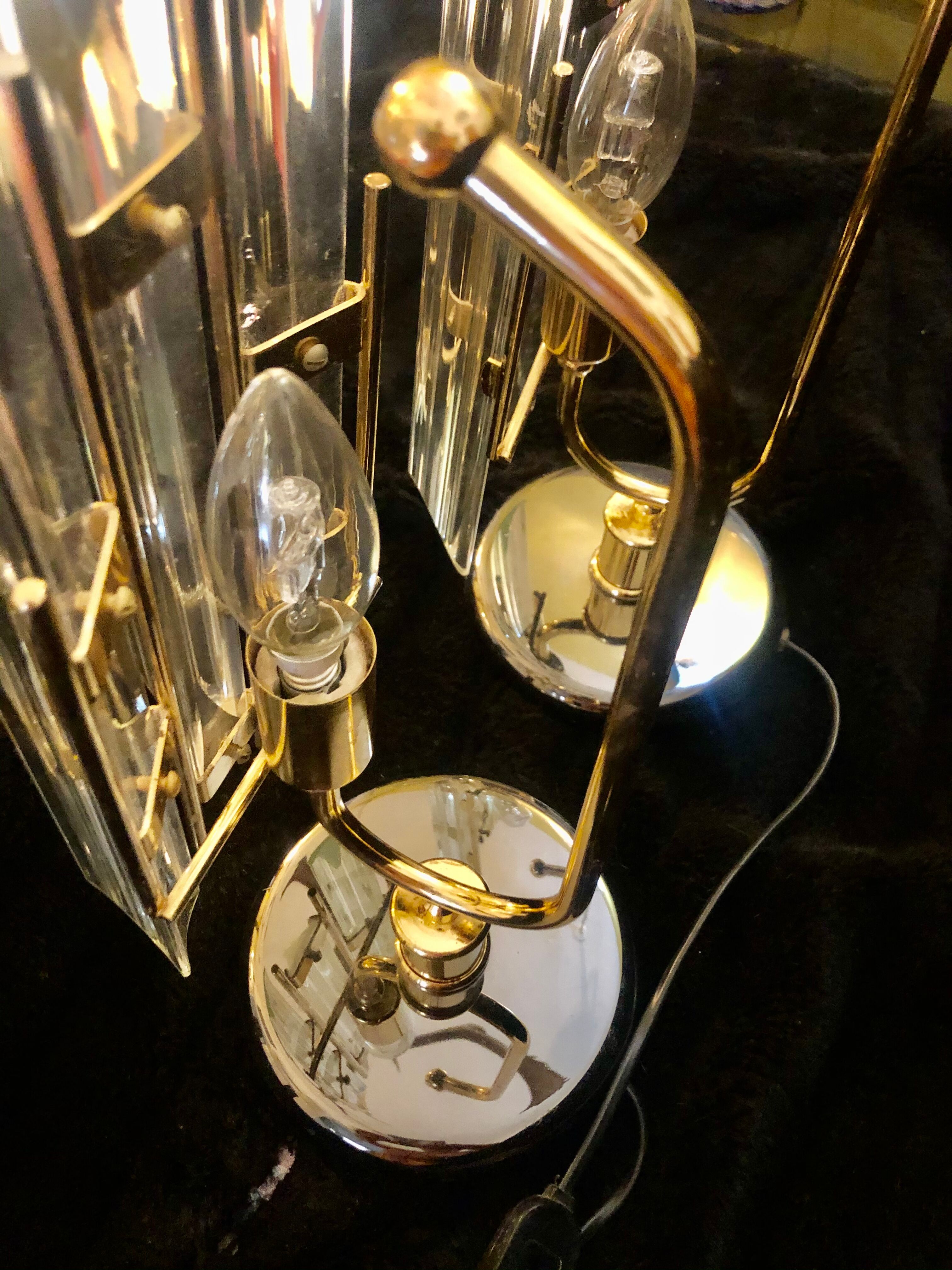 Pair of crystal lamps Venini 1980