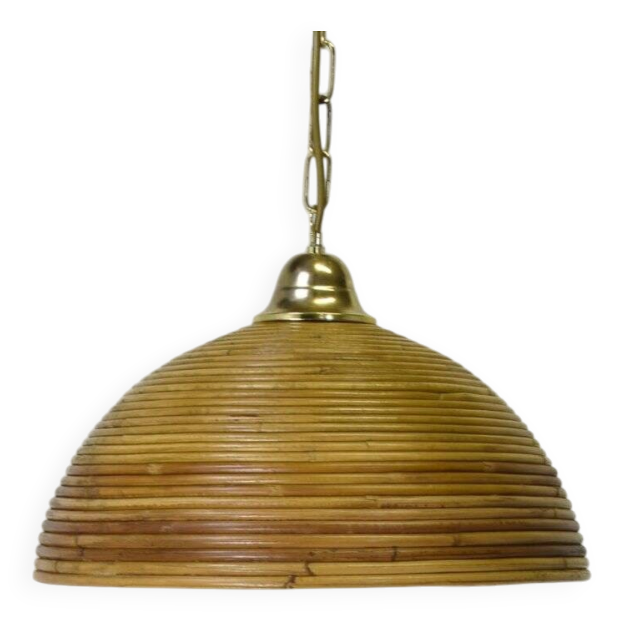Vintage pendant lamp in bamboo and wicker, 1960s.