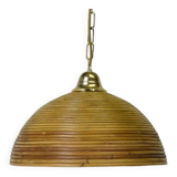 Vintage pendant lamp in bamboo and wicker, 1960s.