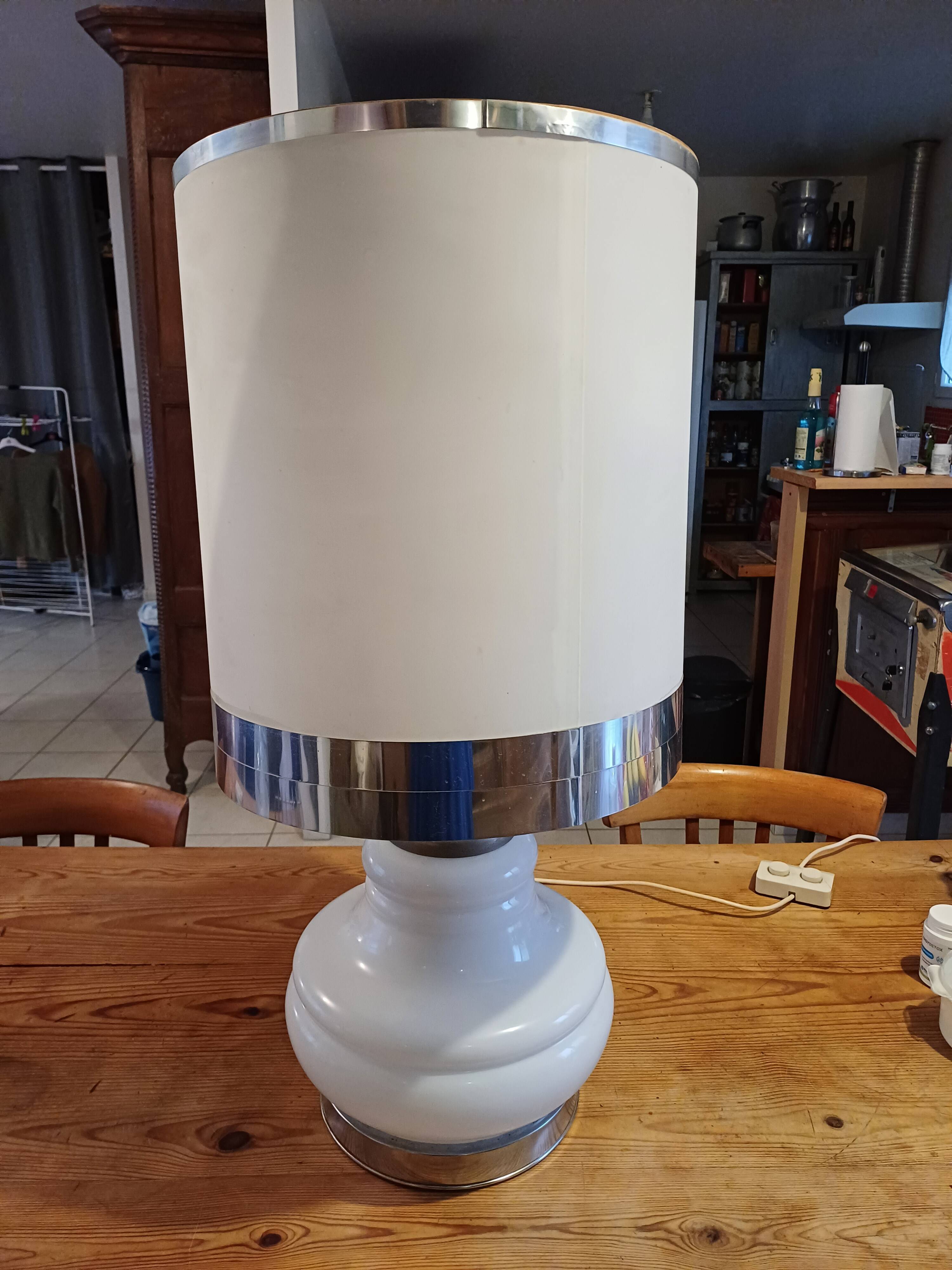 Vintage 1970s White Opaline Lamp