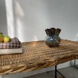Woven wicker and metal coffee table 1960