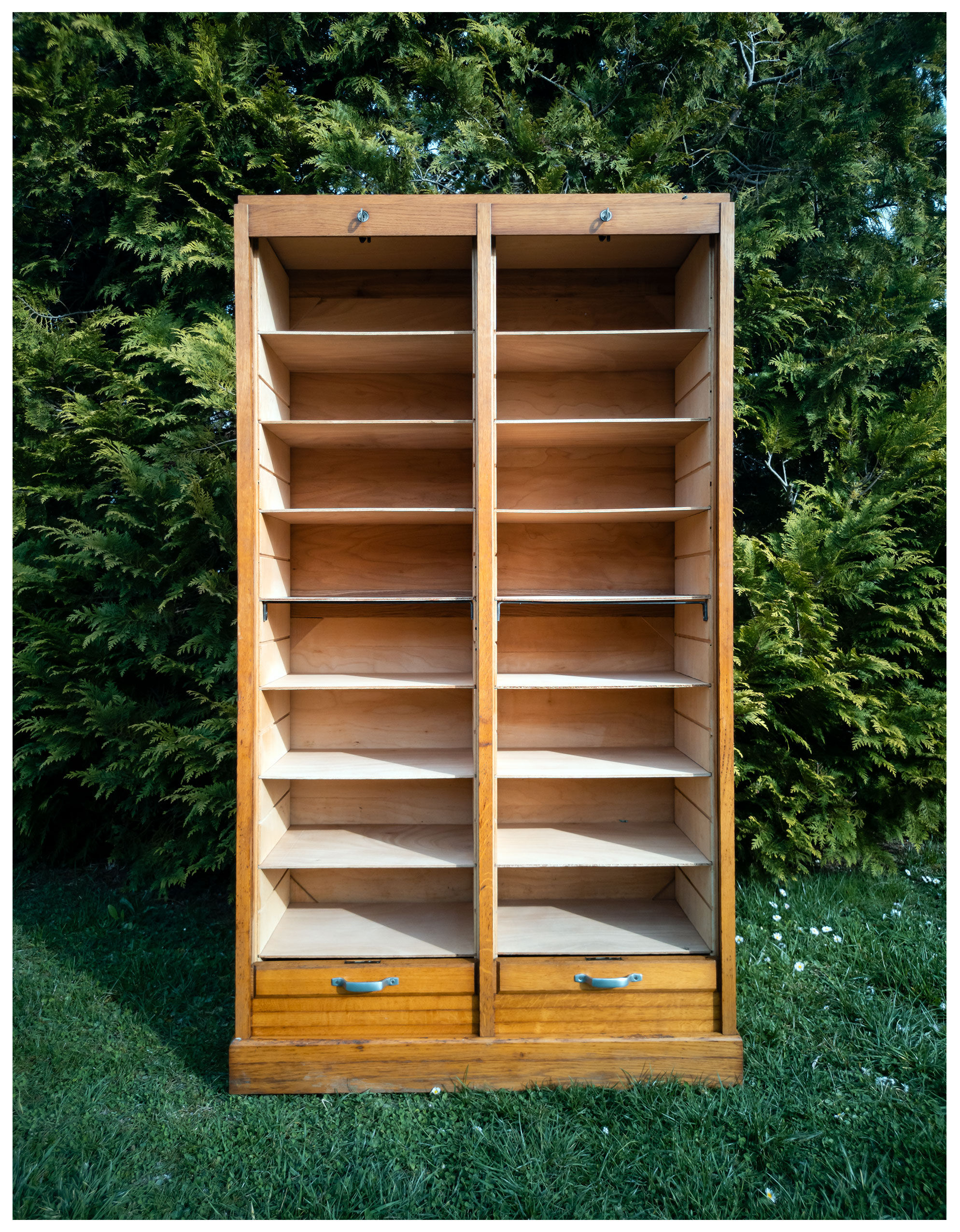 double curtain binder, year 50, light oak