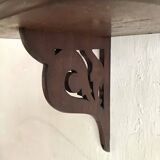 small old openwork wooden wall shelf