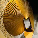 Large vintage wooden fan-shaped screen