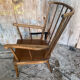 Fauteuil éventail ancien baumann bois + coussins vintage #d877