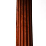 Mahogany bar table with steel base and carved stem