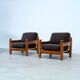 Set of two pine lounge chairs
