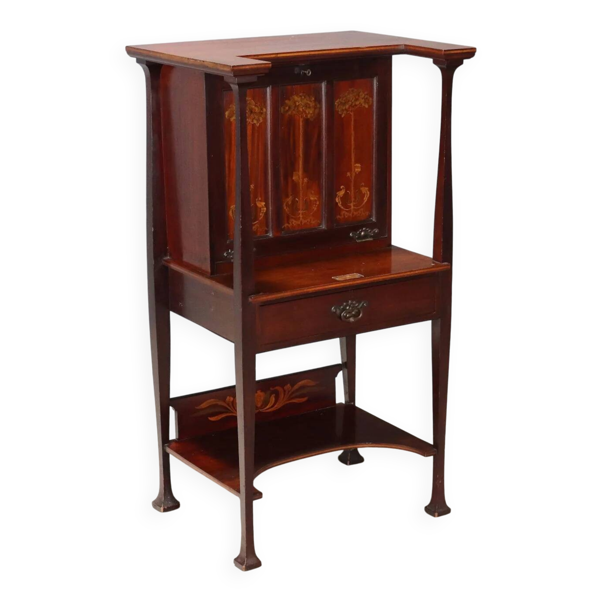 Mahogany and maple Arts and Crafts desk