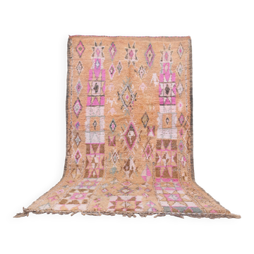 Tapis marocain vintage en laine berbère pêche