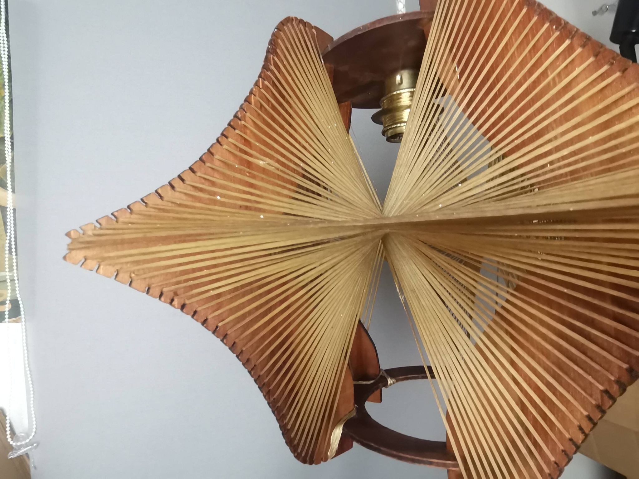 Large futuristic  wooden hanging lamp 1960s