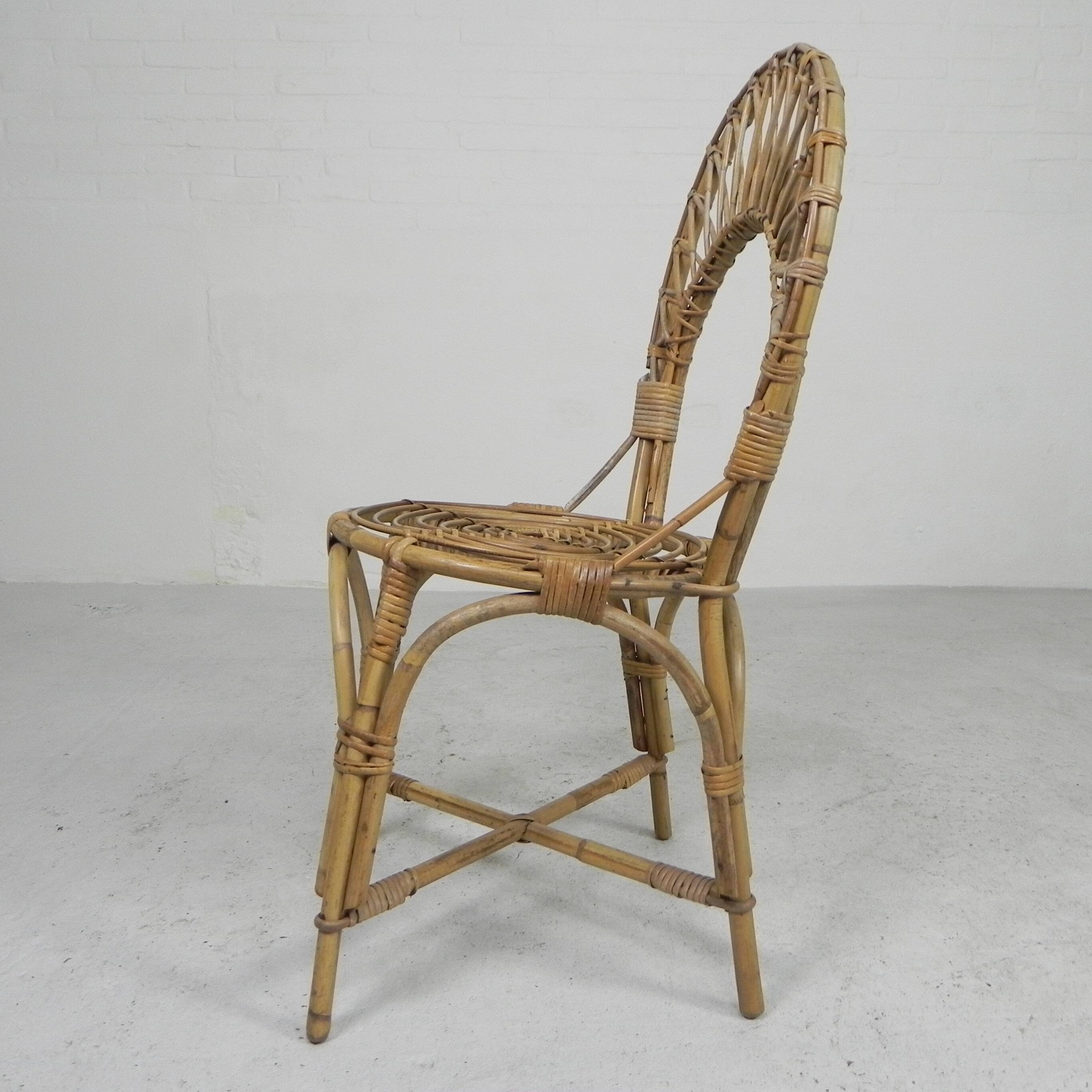 Bamboo chair, dining table chair, 1950s