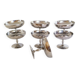 Set of 6 vintage ice cream cups on foot, in 18/10 stainless steel (ref 10)