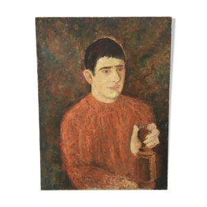 Huile sur toile portrait jeune