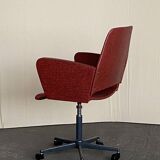 Vintage adjustable office chair – red faux leather, 1960-70s