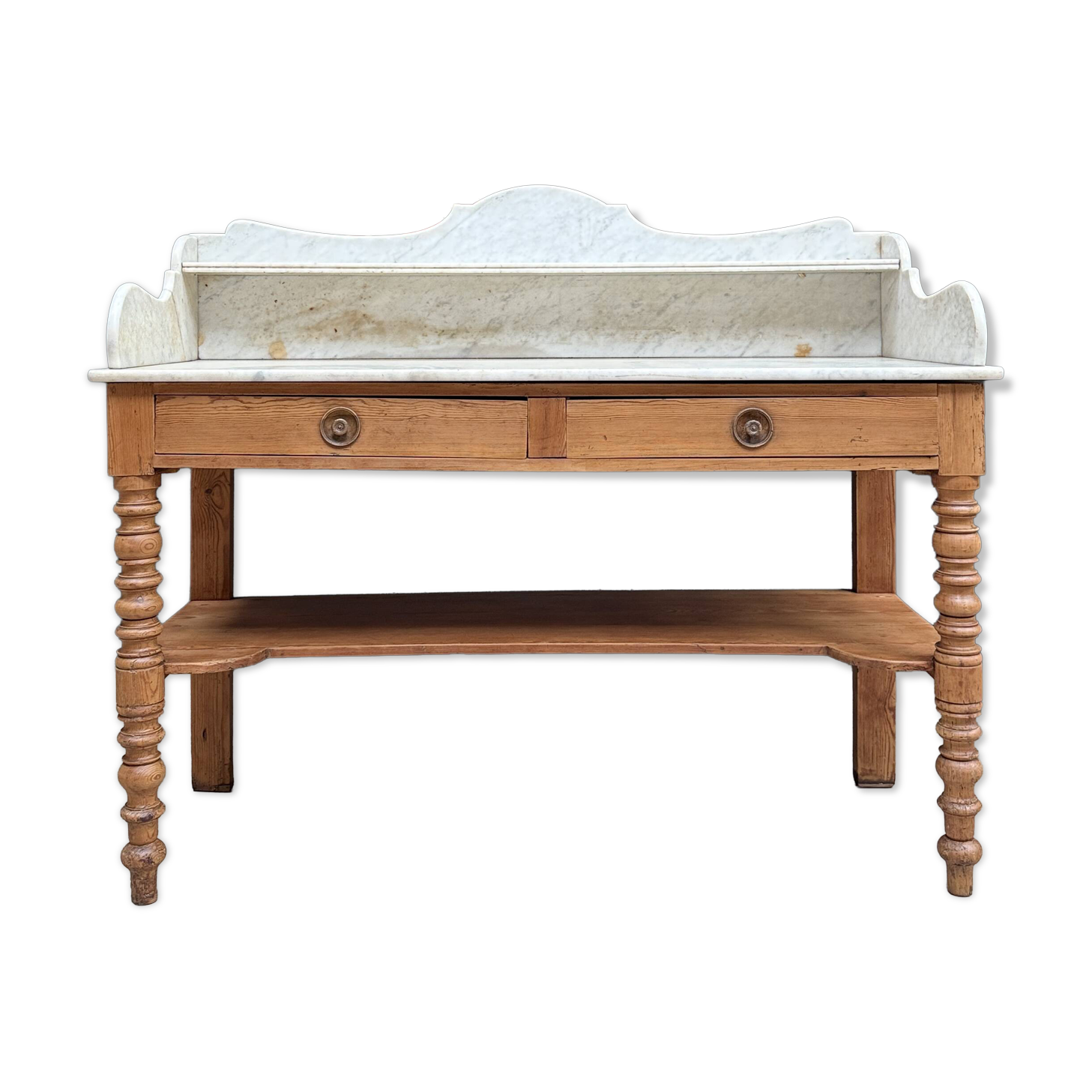 Antique pine and marble toilet furniture (renovated)
