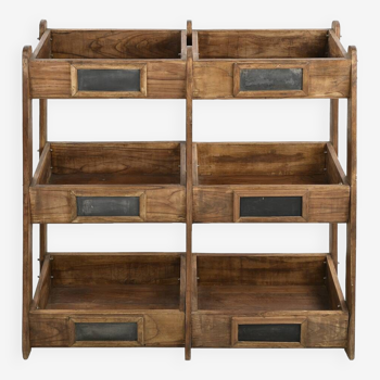 Storage unit with 6 wooden bins